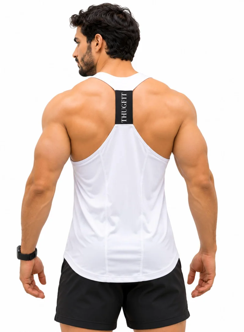 Thugfit THUGFIT MuscleHustle Men's Slim Fit Tank Top - White