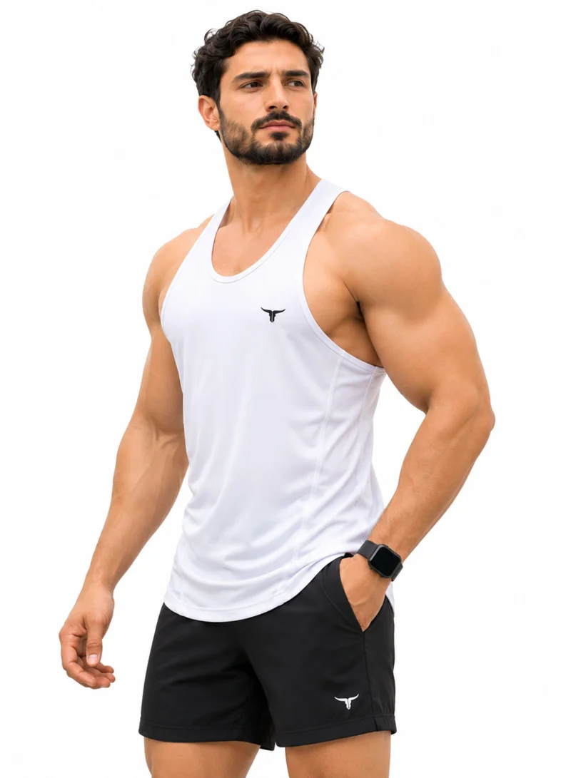 Thugfit THUGFIT MuscleHustle Men's Slim Fit Tank Top - White