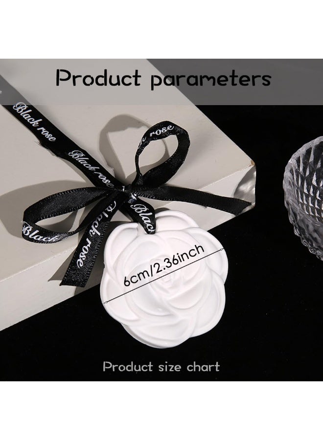 SYOSI Car Aroma Diffuser Pendant, Plaster Solid Aroma Diffuser with Camellia Shape, Long Lasting Gardenia Scent, Suitable for Car, Closet, Shoe Cabinet, Room Air Freshener and Home Fragrance (2 PCS) - Image 2