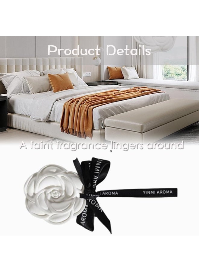 SYOSI Car Aroma Diffuser Pendant, Plaster Solid Aroma Diffuser with Camellia Shape, Long Lasting Gardenia Scent, Suitable for Car, Closet, Shoe Cabinet, Room Air Freshener and Home Fragrance (2 PCS) - Image 4