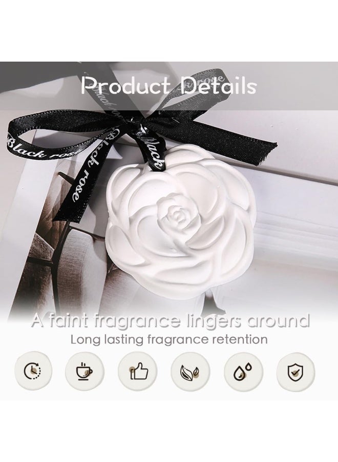 SYOSI Car Aroma Diffuser Pendant, Plaster Solid Aroma Diffuser with Camellia Shape, Long Lasting Gardenia Scent, Suitable for Car, Closet, Shoe Cabinet, Room Air Freshener and Home Fragrance (2 PCS) - Image 3