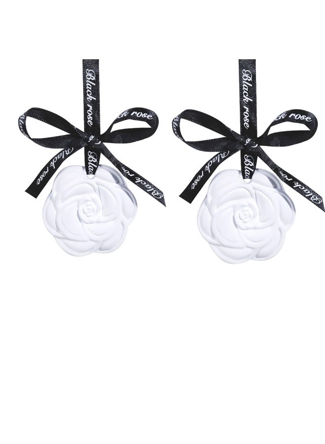 SYOSI Car Aroma Diffuser Pendant, Plaster Solid Aroma Diffuser with Camellia Shape, Long Lasting Gardenia Scent, Suitable for Car, Closet, Shoe Cabinet, Room Air Freshener and Home Fragrance (2 PCS) - Image 1