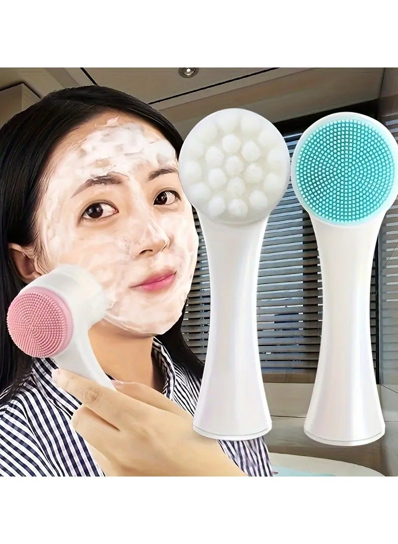 Ucanbe 2-In-1 Silicone Face Cleanser - Gentle Exfoliation & Massage, Dual Soft Brushes Suitable for All Skin Types, Fragrance-Free - Image 1