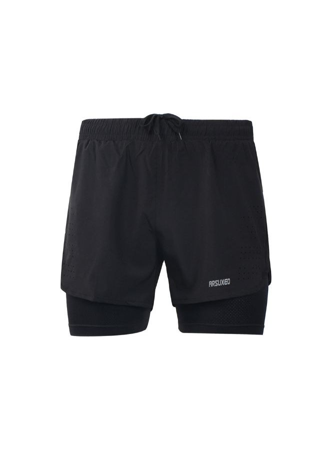 Generic 2-In-1 Breathable Running Shorts With Longer Liner XL  - Image 1