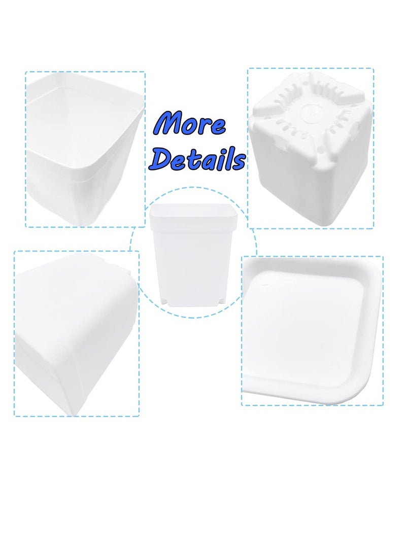 SYOSI Plastic Nursery Seedling Pots, 48 Pack Square Plants Nursery Pot, Square Plastic Plant Pots with Drainage Holes and Saucers, for Balcony, Pot Transplant, Garden, Home Decor, Outdoor(White) - Image 2