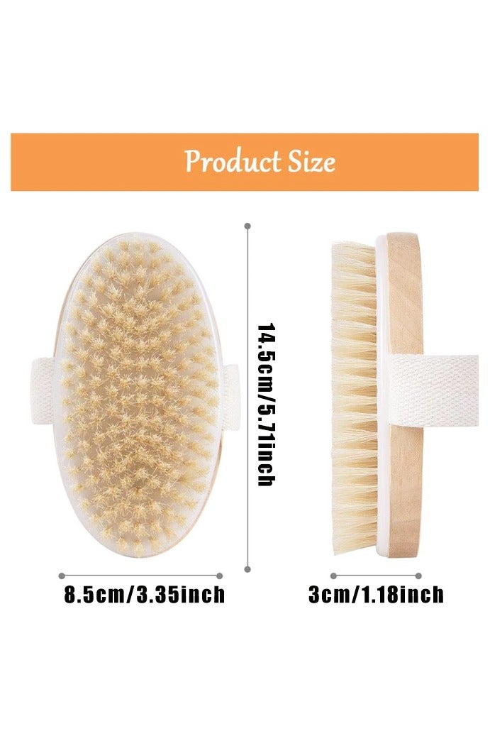 2 PCS Body Brush, Natural Bristle Shower Brush, Dry Back Scrub for Exfoliating, Massaging, and Improving Blood Circulation - Image 2