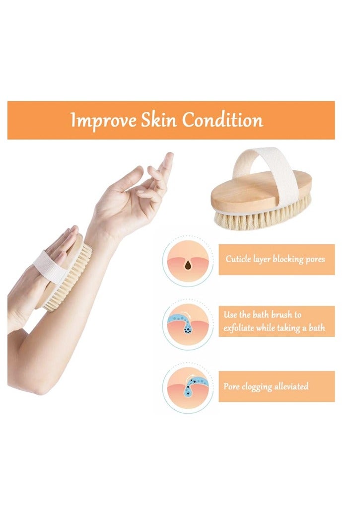 2 PCS Body Brush, Natural Bristle Shower Brush, Dry Back Scrub for Exfoliating, Massaging, and Improving Blood Circulation - Image 4