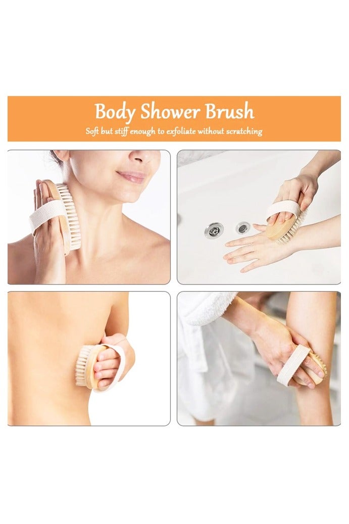 2 PCS Body Brush, Natural Bristle Shower Brush, Dry Back Scrub for Exfoliating, Massaging, and Improving Blood Circulation - Image 5