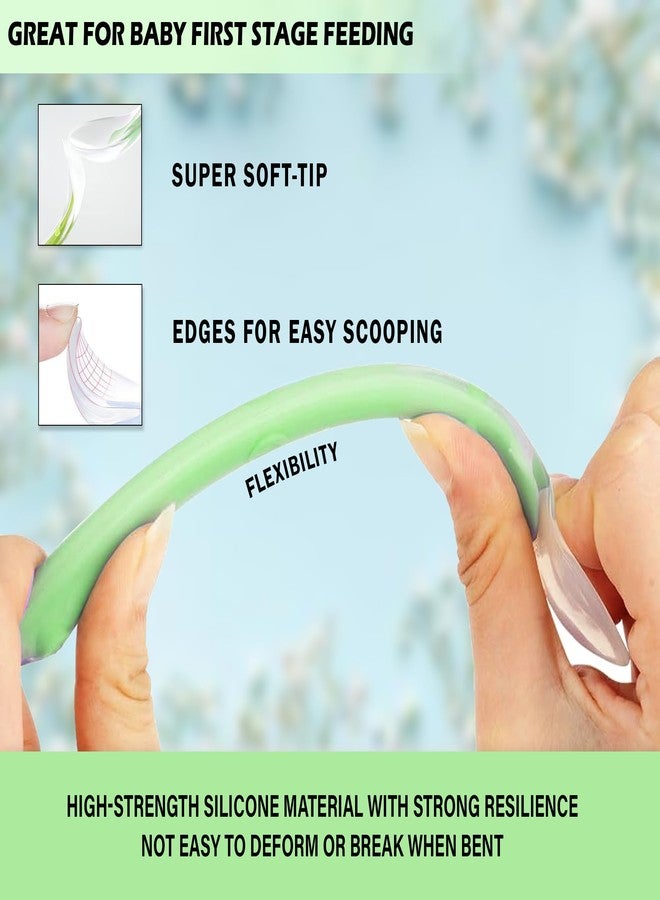 GLUN® Baby Feeding Spoons Pack of 2 Green & Blue Colour, BPA Free, Feeding for Baby, Toddlers, & Children, Silicone Spoon - Image 3