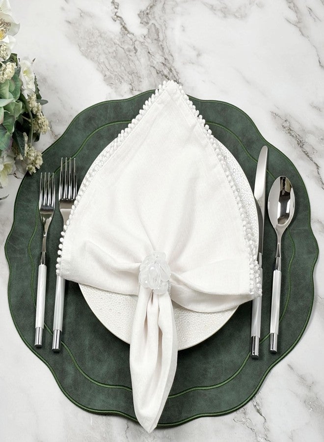 Bryonia Beaded Pebble Stone Napkin Rings – Handcrafted Acrylic Holders with Natural Coastal Look – Elegant Table Decor for Wedding, Spring, Summer Set of 4, White - Image 5