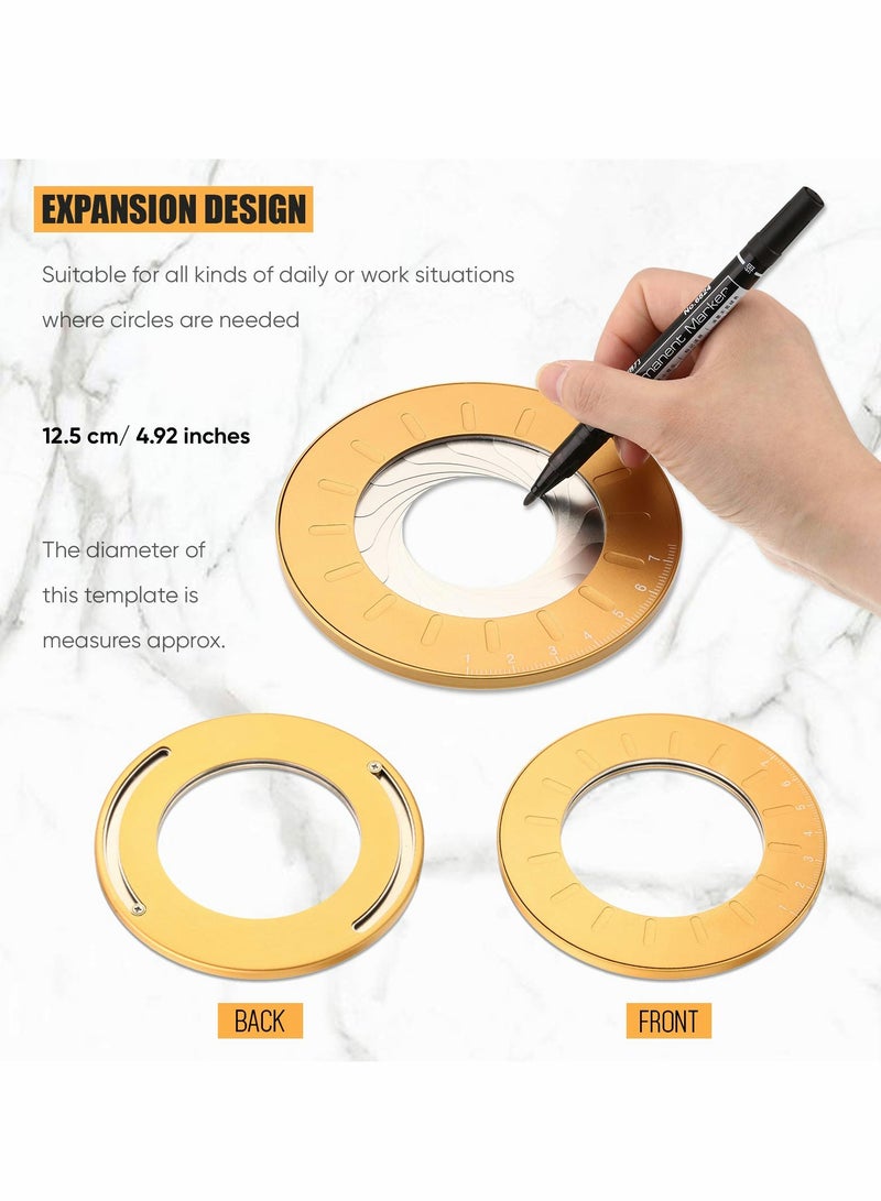 SYOSI Circle Drawing Tool, Alloy Adjustable Circular Template Measuring Geometric for Designer Woodworking (Yellow) - Image 5