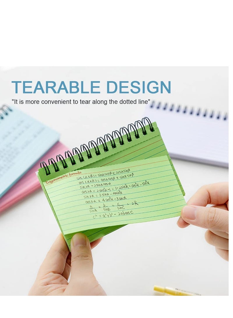 5-Color Spiral Bound Index Cards, 5x3 Inches Ruled Flash Cards for Office Meetings, School Study, Memory Aids, and Note-Taking - Lined Revision Note Paper with Rings. - Image 3
