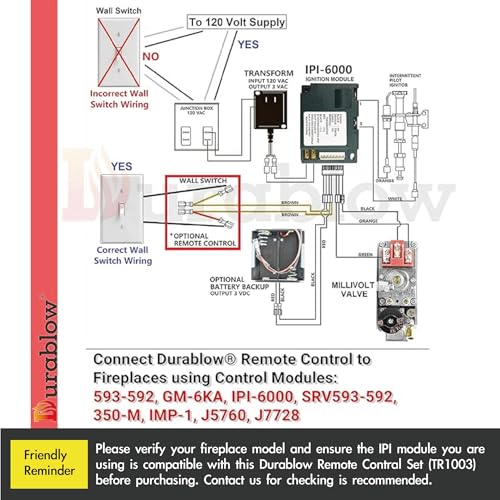 Durablow TR1003 On/Off Gas Fire Fireplace Remote Control Kit + Thermostat + Timer with LCD Screen for Millivolt Valve, IPI Module, Replaces Wall Switch | Thermostat Control Module - Image 4