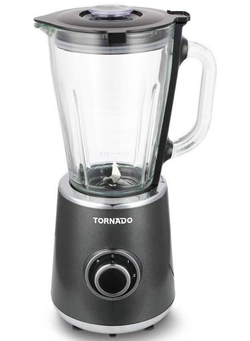 TORNADO Blender Grey 1.5L Glass Jar with Powerful Stainless Steel Blades TBL9003-GS