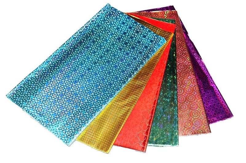 Qatalitic Pack of 25 Multicolour Holographic Metallic Gift Wrapping Sheets, 65cm X 45cm - Image 3