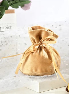 Generic Beige Favour Leather Drawstring Velvet Candy Packaging Box Bag with Bowknot  - Image 2
