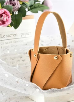 Generic Beige Favour Leather Drawstring Velvet Candy Packaging Box Bag with Bowknot  - Image 3