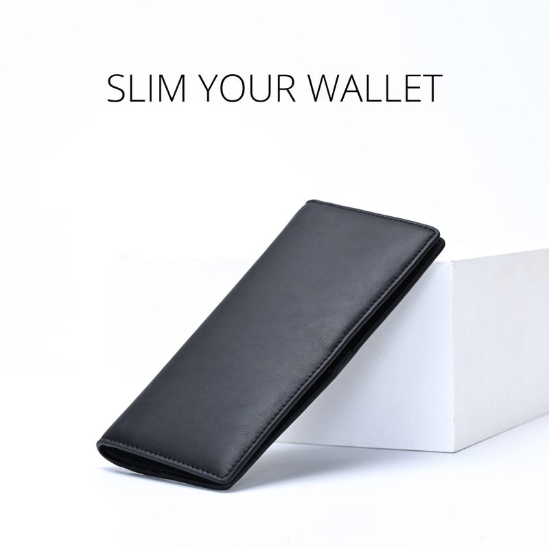 Alldaily Ultra Slim Thin Women Wallet RFID Blocking Credit Card Holder Bifold Long Ladies Billfold (Black) - Image 2