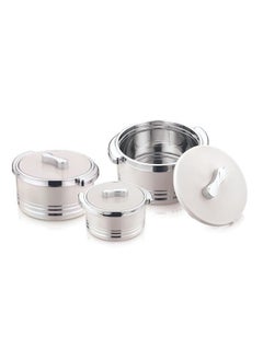 Winsor Winsor Omega Thermo Container 3 pcs set 1500 + 2200 + 3300m | Hot Pot Stainless Steel Casserole Set | Insulated Food Warmer Set Perfect for your Dining Table - Silver  - Image 3