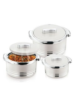 Winsor Winsor Omega Thermo Container 3 pcs set 1500 + 2200 + 3300m | Hot Pot Stainless Steel Casserole Set | Insulated Food Warmer Set Perfect for your Dining Table - Silver  - Image 1