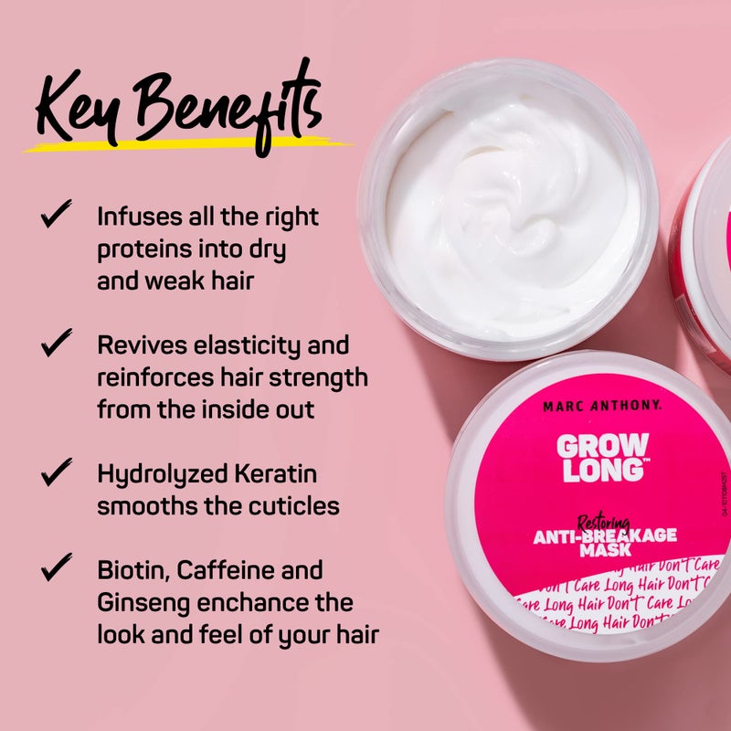 Marc Anthony Grow Long Hair Mask, for Dry Damaged Hair, 10 Ounce & Strengthening Conditioner, Grow Long - Image 3