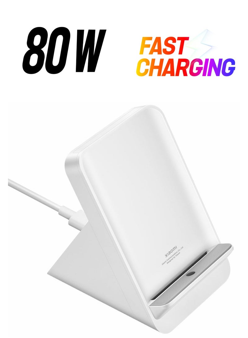 Xiaomi 80W Adaptive Wireless Charging Stand | Hypercharge Technology | Smart Adaptive Dual Coils | Quiet Heat Dissipation | Safe And Reliable White - Image 1