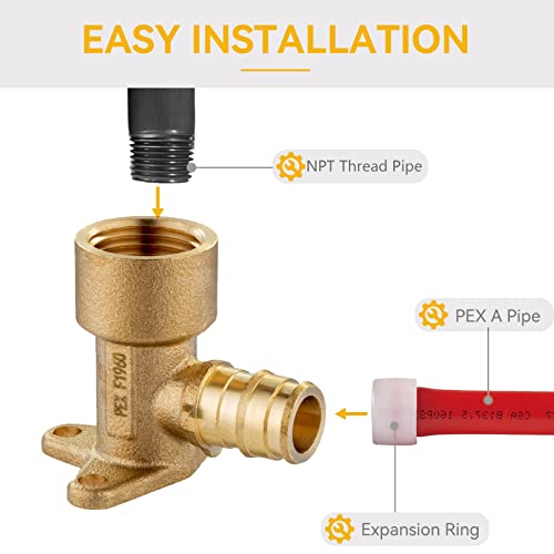 GUOFIS 4 Pack PEX-A Fittings,1/2"x 1/2" Pex-a Expansion Female NPT Drop-ear Elbow,Brass PEX ASTM F1960 Drop-ear Elbow Fitting for Pex-A Tubing Connection - Image 3