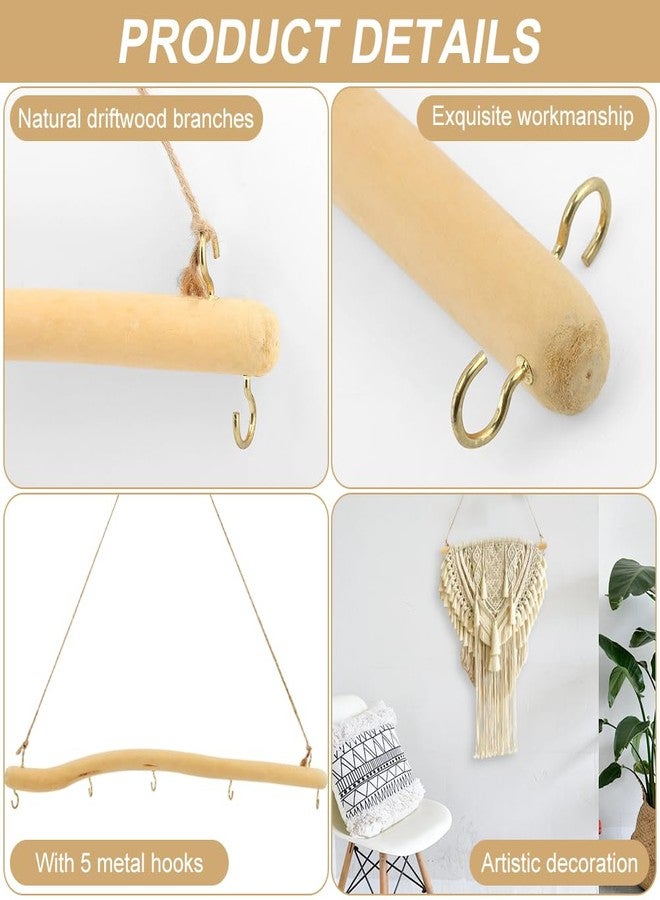 سايكر علاقة مجوهرات جدارية من خشب الطفو من سايكر، قطعتان، 15 بوصة، رف تعليق ريفي من الأغصان مع 5 خطافات للأشياء الصغيرة والمفاتيح (لون الخشب) - Image 4