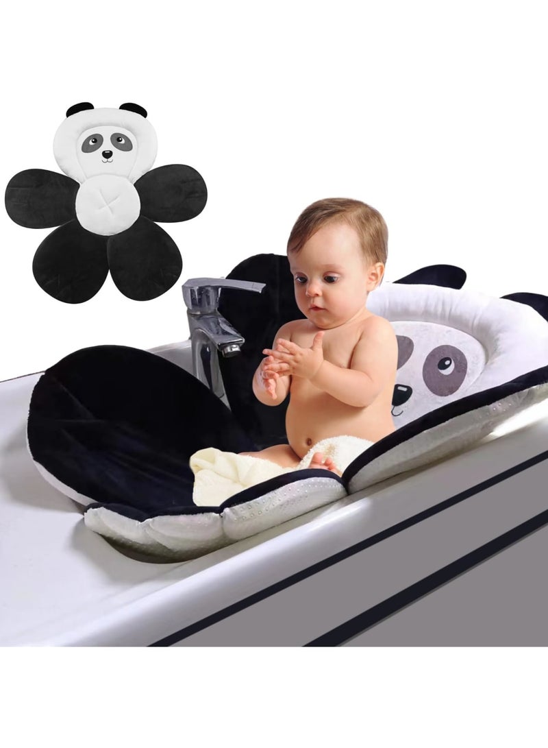 Zikra Baby Bath Pad for Sink, Soft Panda Cushion Mat Bath Seat for Sink Bathtub, Essentials Shower Gift for Infant Newborn, Black - Image 2
