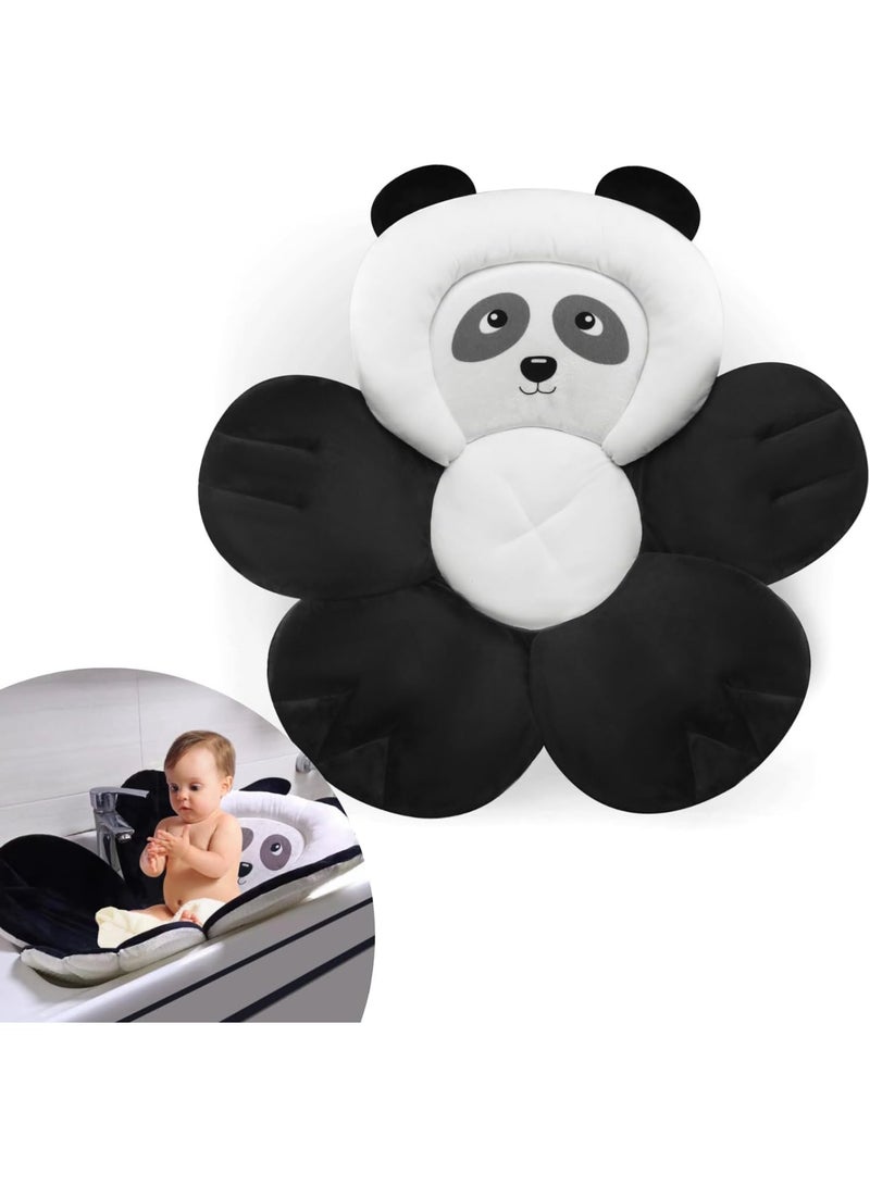 Zikra Baby Bath Pad for Sink, Soft Panda Cushion Mat Bath Seat for Sink Bathtub, Essentials Shower Gift for Infant Newborn, Black - Image 1