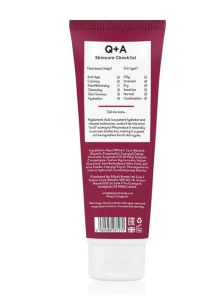 Q+A Hyaluronic Acid Facial Cleanser Hydrates, Cleanses And Smoothes Skin, Instead Of Feeling Dry-125ml - Image 2