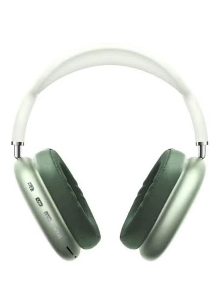 Generic - P9 Bluetooth Wireless Headset Over-Ear Headphone With Mic Green/White - Image 1