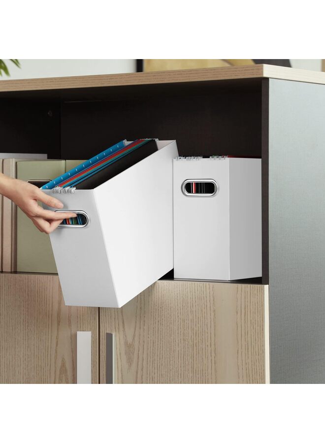 2 PCS File Organizer, Small Storage Box, Cardboard File Folder Organizer, Collapsible File Box, Hanging File Organizer for Letter Size, Portable File Box with Handle(Color:WHITE) - Image 5