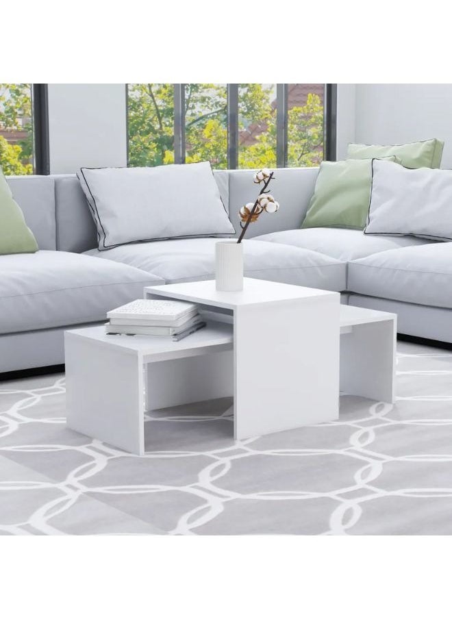 vidaxl vidaXL Coffee Table Set White 100x48x40 cm Engineered Wood  - Image 1