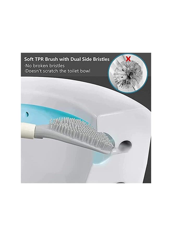 Blueland Toilet Brush, With Soap Dispenser Storage And Holder Set, Household Punch-Free Wall Mounted or Floor Holder, Liquid Tongue Quick Drain Cleaning Tool, Long Handle for Home Bathroom (White)  - Image 5