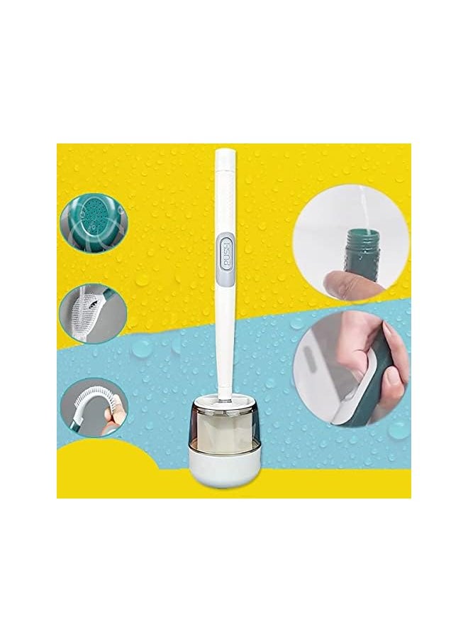 Blueland Toilet Brush, With Soap Dispenser Storage And Holder Set, Household Punch-Free Wall Mounted or Floor Holder, Liquid Tongue Quick Drain Cleaning Tool, Long Handle for Home Bathroom (White)  - Image 2