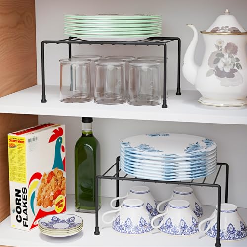 WonderStand RACKO | GI Steel Multipurpose Dish Rack Shelf Divider for Kitchen Cabinets/Plate Stand/Utensil Rack (Black) - Image 4