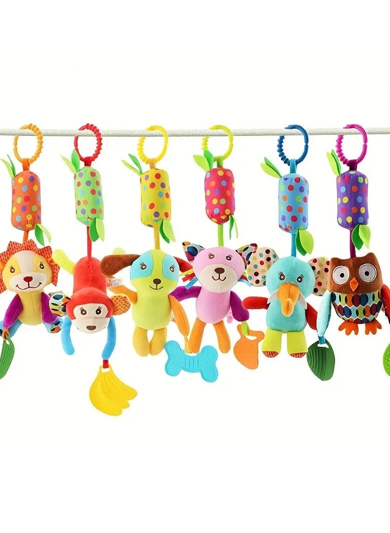 Gonice Wind Chime Toy Stroller Pendant Cartoon Animal Wind Chime Bed Hanging Ringing Chime Teether Car Hanging Plush Toy  - Image 2