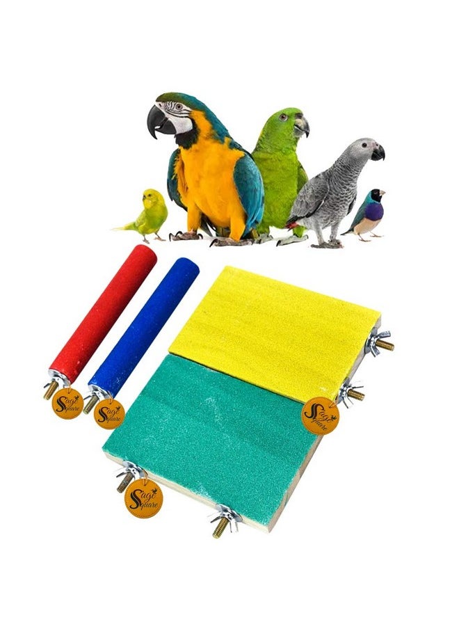 Sage Square Sage Square Natural Wood Sand Platform & Perch Toys - Ideal Cage Accessories for Birds and Hamsters - Bring Nature Inside, Promote Exercise and Natural Behaviors.  - Image 1
