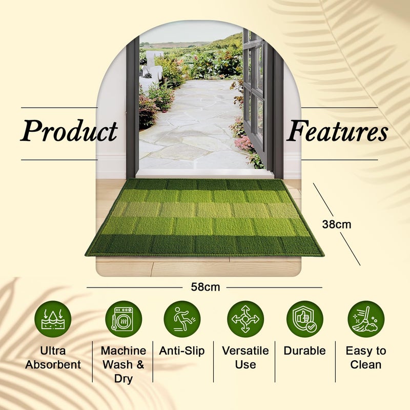 Status Contract Anti Slip Front Door Mat|(38x58cm) Living Room Rug for Entrance Door|Polypropylene Floor Mat for Home|Essential Small Rug for Office, Bedroom & Kitchen| (Green), Rectangular - Image 5
