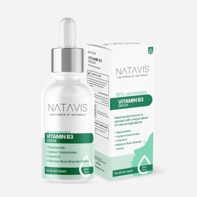 Natavis Vitamin B3 Serum – 30 ml – With Niacinamide (Vitamin B3) - Hyaluronic Acid - Vitamin E - Aloe Vera Extract – Glycerin - Acne Reduction - Skin Soothing - Pore Minimization - Deep Hydration - Image 2