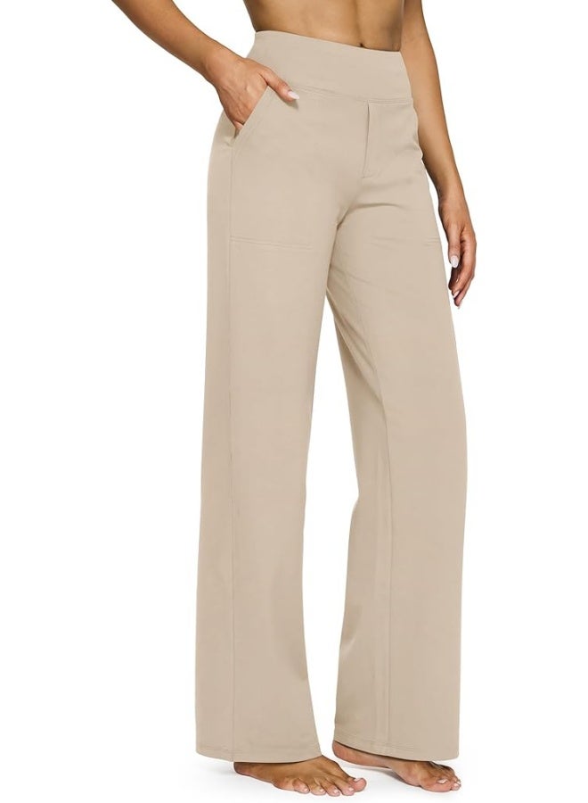 NIBEMINENT Yoga Pants Women Wide Leg Pants with Pockets High Waist Stretch Dress Casual Sweatpants Petite/Regular/Tall - Image 1