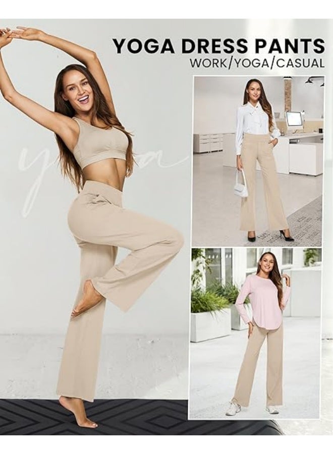 NIBEMINENT Yoga Pants Women Wide Leg Pants with Pockets High Waist Stretch Dress Casual Sweatpants Petite/Regular/Tall - Image 2
