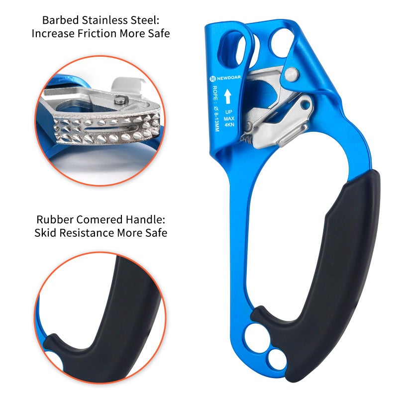 NewDoar Right Hand Ascender Rock Climbing Tree Arborist Rappelling Gear Equipment CE Certified Rope Clamp for 8~13MM Rope(Right Hand) - Image 5