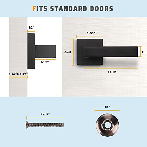 KNOBWELL 1 Pack Heavy Duty Dummy Lever for Interior Door, Heavy Duty Dummy Handle, Single Sided, Matte Black Finish, Leversets for Interior Doors, Right/Left Handing 0.93 lb (Only One Side Use) - Image 5