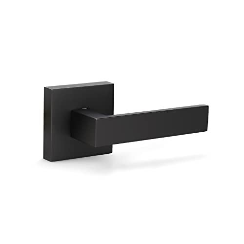 KNOBWELL 1 Pack Heavy Duty Dummy Lever for Interior Door, Heavy Duty Dummy Handle, Single Sided, Matte Black Finish, Leversets for Interior Doors, Right/Left Handing 0.93 lb (Only One Side Use) - Image 1