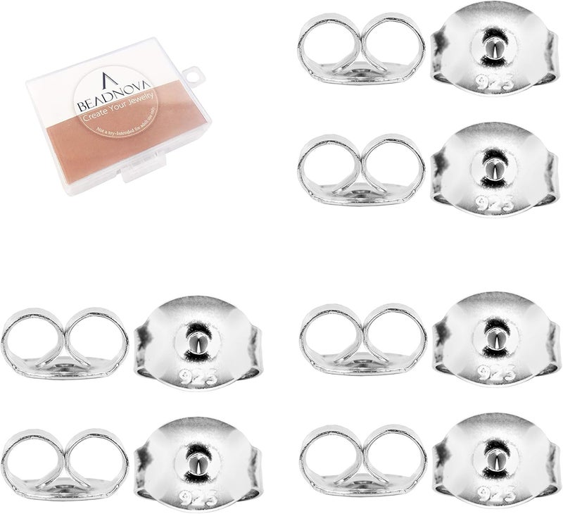 BEADNOVA 925 Sterling Silver Earring Backs for Studs Butterfly Earring Backing Secure Safety Backs for Ear Studs 12 pcs - Image 1