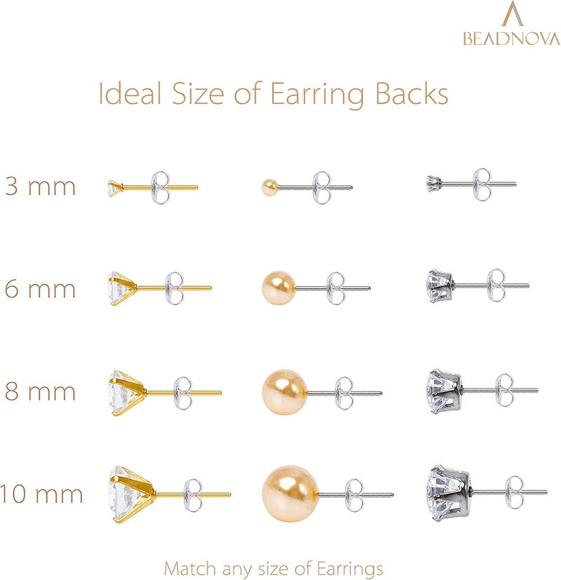 BEADNOVA 925 Sterling Silver Earring Backs for Studs Butterfly Earring Backing Secure Safety Backs for Ear Studs 12 pcs - Image 4