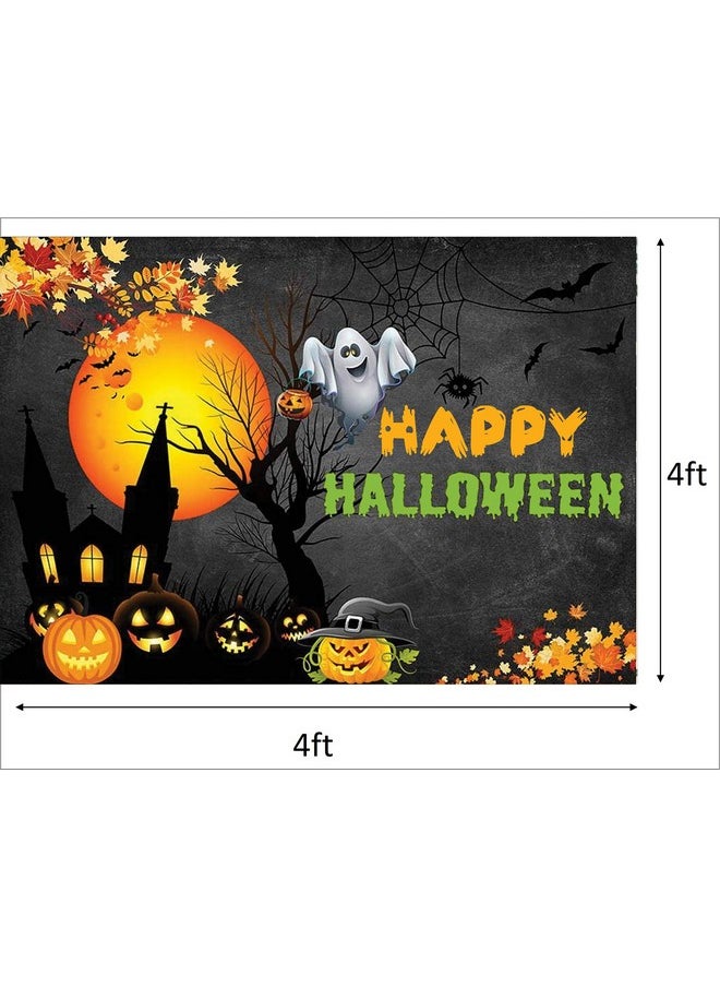Theme My Party - Theme My Party Halloween Theme Party Decoration Items with Halloween Backdrop Banner, Party Supplies (4FT X 4FT) - Image 1