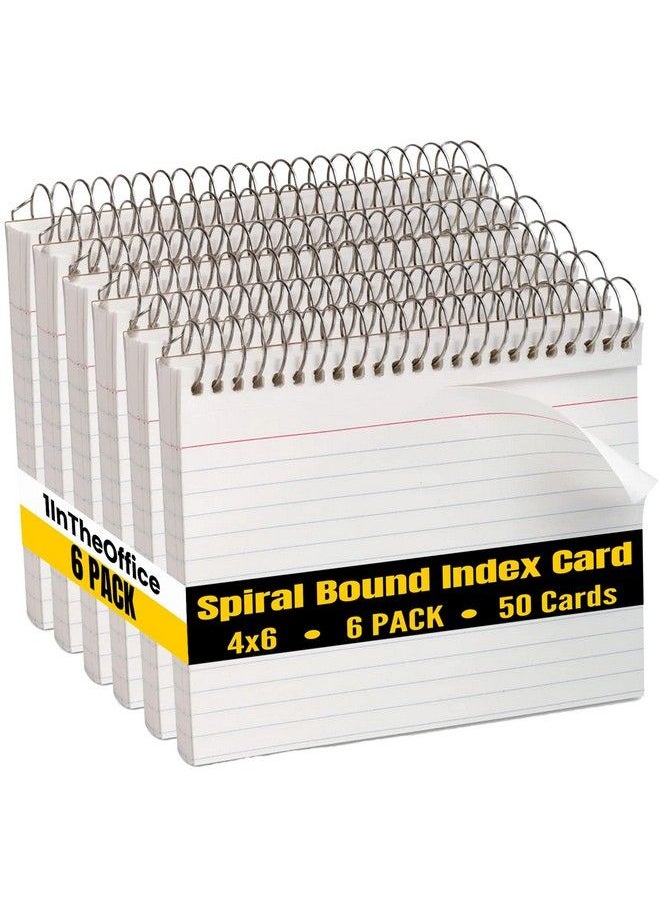 1InTheOffice - 4X6 Spiral Bound Index Cards Ruled Index Card Lined Index Card White 50 Cards Pack 6 Pack - Image 1